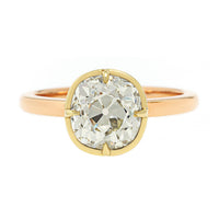 20K Rose Gold and 18K Yellow Gold Cushion Cut Diamond Engagement Ring