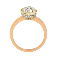 20K Rose Gold and 18K Yellow Gold Cushion Cut Diamond Engagement Ring