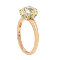 20K Rose Gold and 18K Yellow Gold Cushion Cut Diamond Engagement Ring