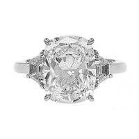 Platinum 3 Stone Cushion Cut Diamond Engagement Ring