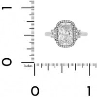Platinum 3 Stone Cushion Cut Diamond Engagement Ring