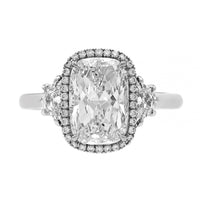 Platinum 3 Stone Cushion Cut Diamond Engagement Ring