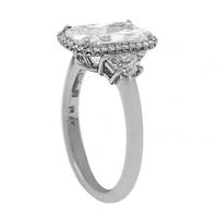 Platinum 3 Stone Cushion Cut Diamond Engagement Ring