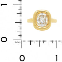 18K Yellow Gold Donut Bezel Set Cushion Cut Diamond Engagement Ring