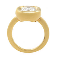 18K Yellow Gold Donut Bezel Set Cushion Cut Diamond Engagement Ring