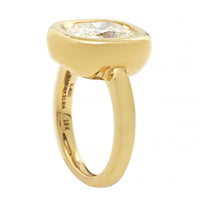 18K Yellow Gold Donut Bezel Set Cushion Cut Diamond Engagement Ring