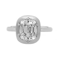 Platinum Frame Bezel Set Old Mine Cut Diamond Engagement Ring