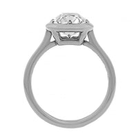Platinum Frame Bezel Set Old Mine Cut Diamond Engagement Ring