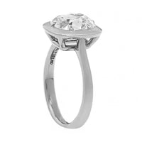 Platinum Frame Bezel Set Old Mine Cut Diamond Engagement Ring