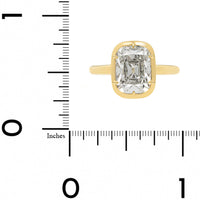18K Yellow Gold Frame Bezel Set Old Mine Cut Diamond Engagement Ring