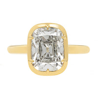 18K Yellow Gold Frame Bezel Set Old Mine Cut Diamond Engagement Ring
