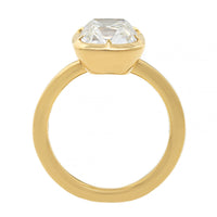 18K Yellow Gold Frame Bezel Set Old Mine Cut Diamond Engagement Ring