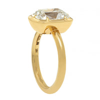 18K Yellow Gold Frame Bezel Set Old Mine Cut Diamond Engagement Ring