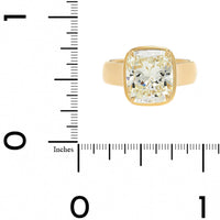 18K Yellow Gold Bezel Frame Set Cushion Cut Diamond Engagement Ring