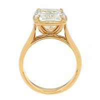 18K Yellow Gold Bezel Frame Set Cushion Cut Diamond Engagement Ring