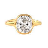 18K Yellow Gold Semi Bezel Set Cushion Cut Diamond Engagement Ring
