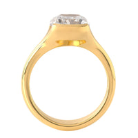 18K Yellow Gold Semi Bezel Set Cushion Cut Diamond Engagement Ring