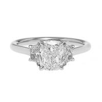 Platinum 3 Stone Cushion Cut Diamond Engagement Ring
