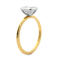 18K Two-Tone Emerald Cut Diamond Engagement Ring