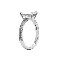 Platinum Emerald Cut Diamond with Hidden Halo Diamond Engagement Ring