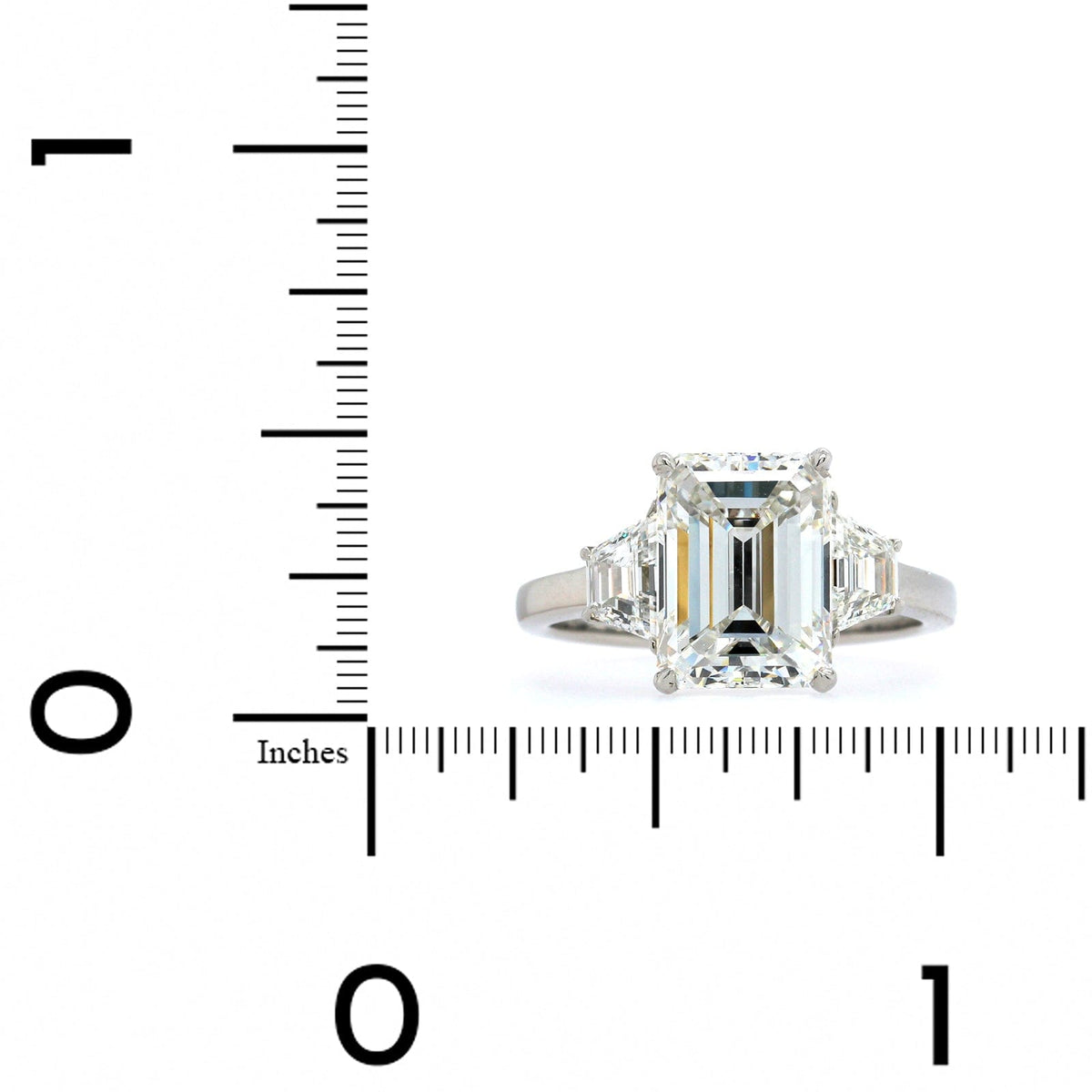 Platinum Emerald Cut Diamond 3 Stone Engagement Ring