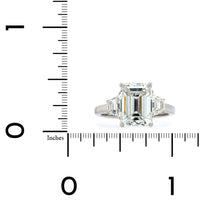 Platinum Emerald Cut Diamond 3 Stone Engagement Ring