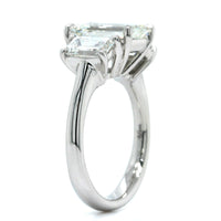 Platinum 3 Stone Emerald Cut Diamond Engagement Ring