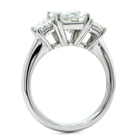 Platinum 3 Stone Emerald Cut Diamond Engagement Ring