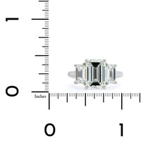 Platinum 3 Stone Emerald Cut Diamond Engagement Ring