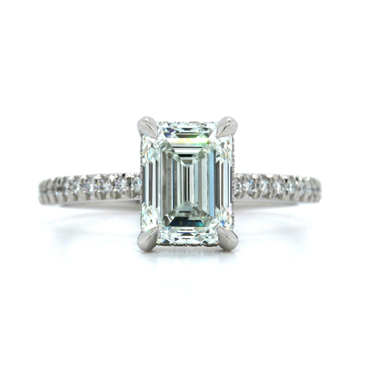 Platinum Emerald Cut Diamond Engagement Ring