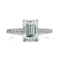 Platinum Emerald Cut Diamond Engagement Ring