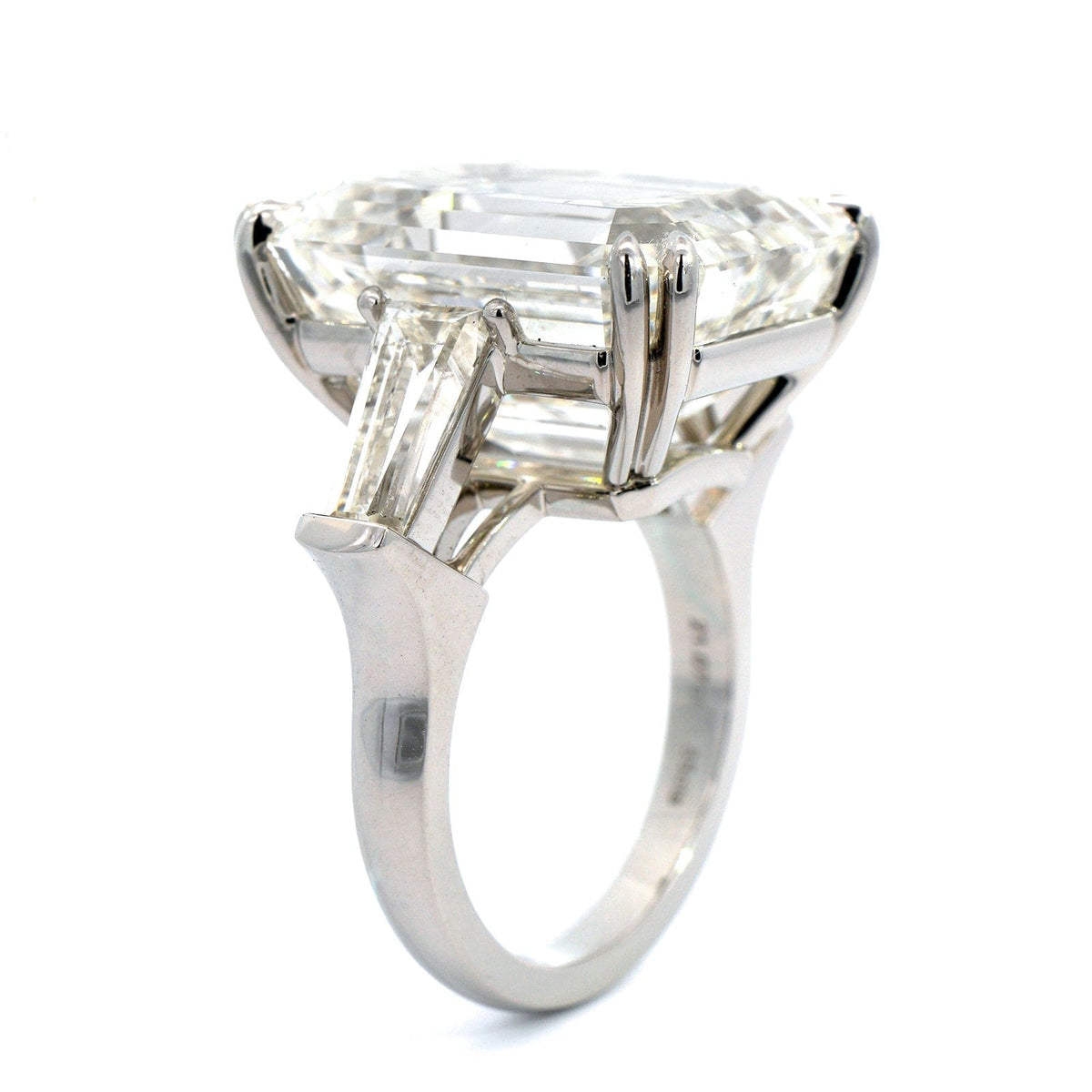 Platinum Emerald Cut Diamond Engagement Ring