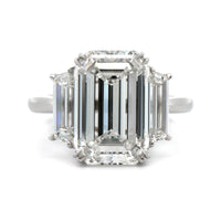 Platinum Emerald Cut Diamond 3 Stone Engagement Ring