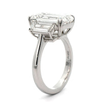 Platinum Emerald Cut Diamond 3 Stone Engagement Ring