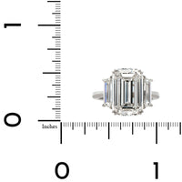Platinum Emerald Cut Diamond 3 Stone Engagement Ring