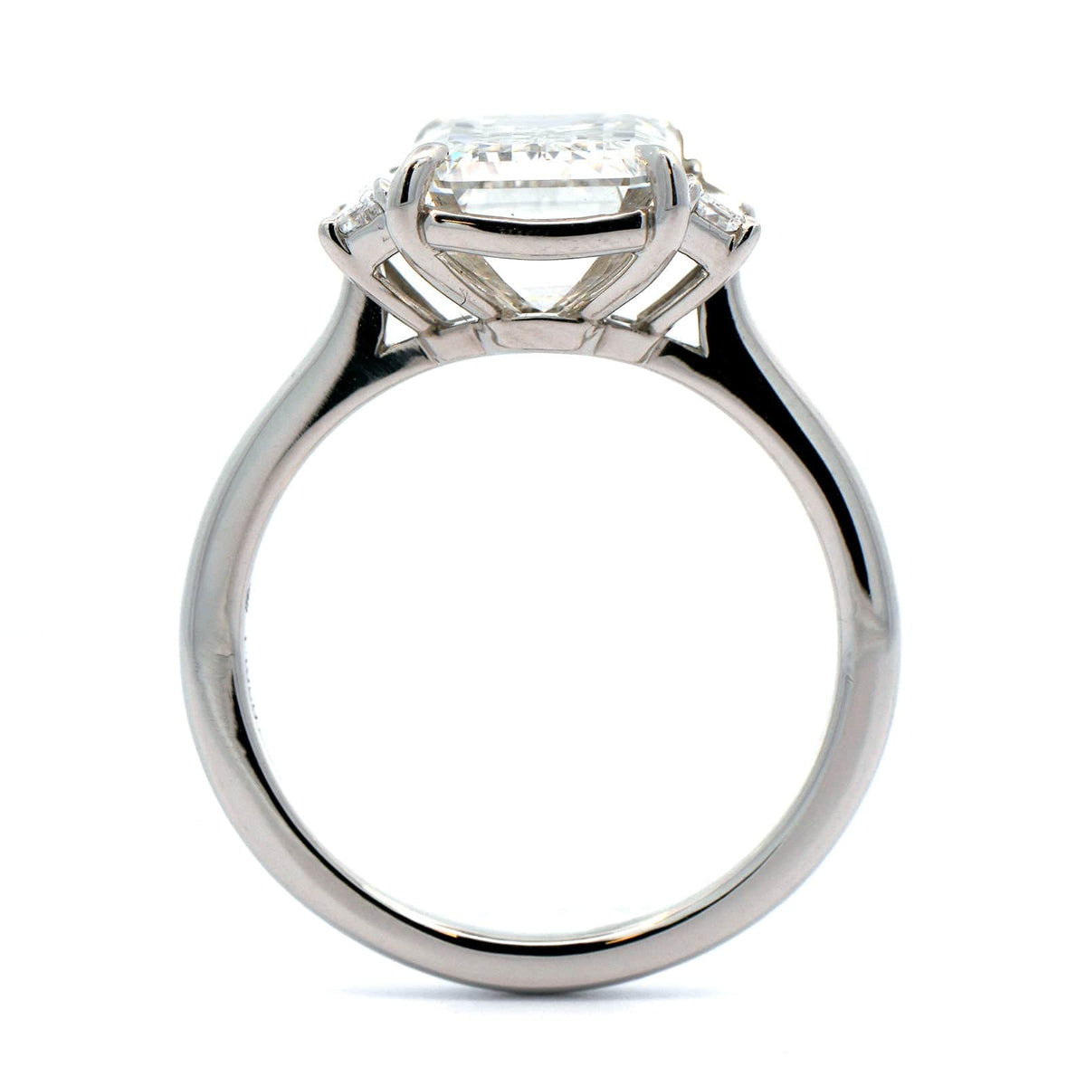 Platinum 3 Stone Emerald Cut Diamond Engagement Ring