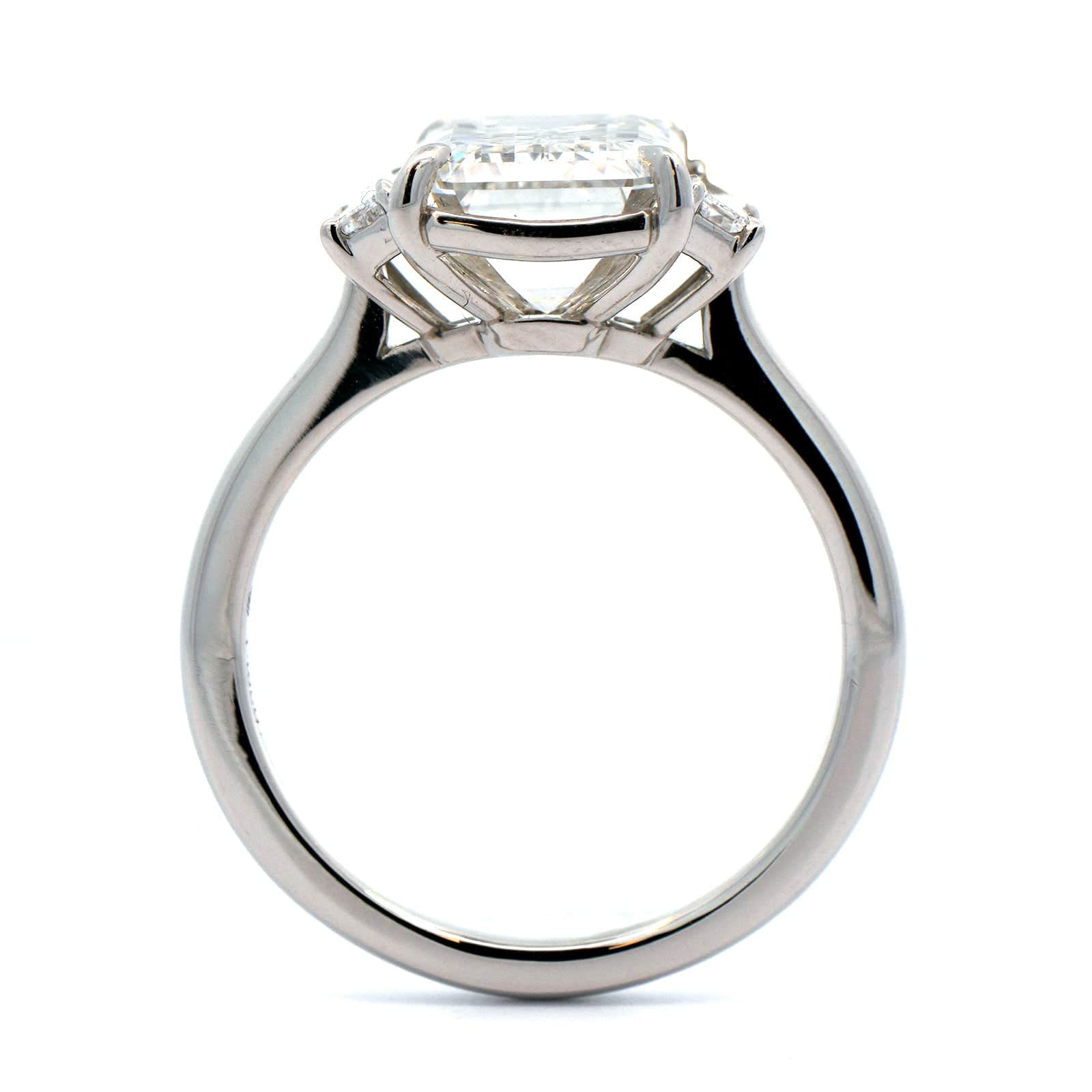 Platinum 3 Stone Emerald Cut Diamond Engagement Ring