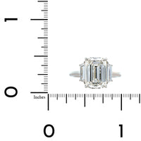 Platinum 3 Stone Emerald Cut Diamond Engagement Ring