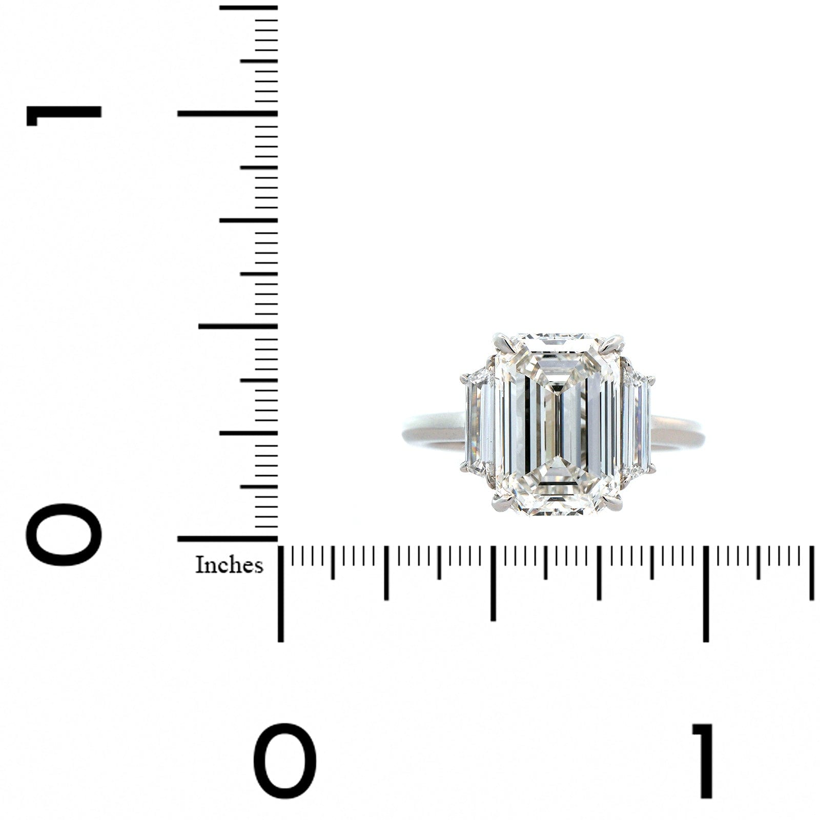 Platinum 3 Stone Emerald Cut Diamond Engagement Ring