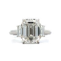 Platinum 3 Stone Emerald Cut Diamond Engagement Ring