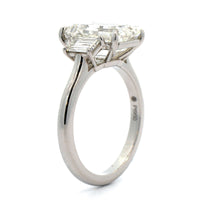Platinum 3 Stone Emerald Cut Diamond Engagement Ring