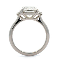 Platinum 3 Stone Emerald Cut Diamond Engagement Ring