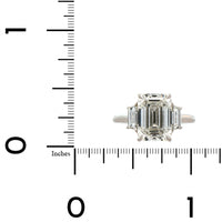 Platinum 3 Stone Emerald Cut Diamond Engagement Ring