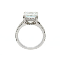 Platinum Emerald Cut Diamond Split Shank Engagement Ring