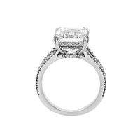 Platinum Emerald Cut Diamond Split Shank Engagement Ring