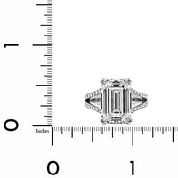 Platinum Emerald Cut Diamond Split Shank Engagement Ring