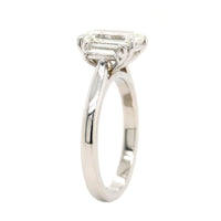Platinum Emerald Cut and Trap Diamond Engagement Ring