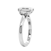 Platinum Emerald Cut and Trap Diamond Engagement Ring