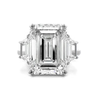 Platinum Emerald Diamond 3 Stone Engagement Ring
