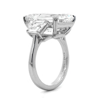 Platinum Emerald Diamond 3 Stone Engagement Ring
